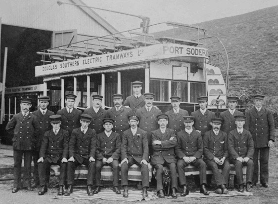Douglas Southern Electric Tramway staff photo taken at Little Ness Depot 1896